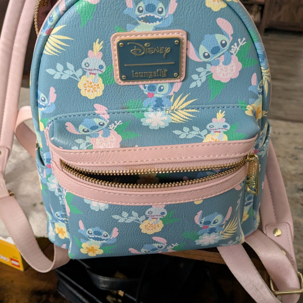 Loungefly Disney Stitch Floral Backpack - Blue and Pink
